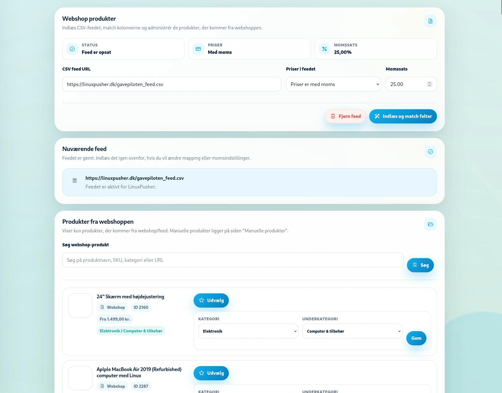 Webshopintegration med Google Shopping Feed i Gavepiloten